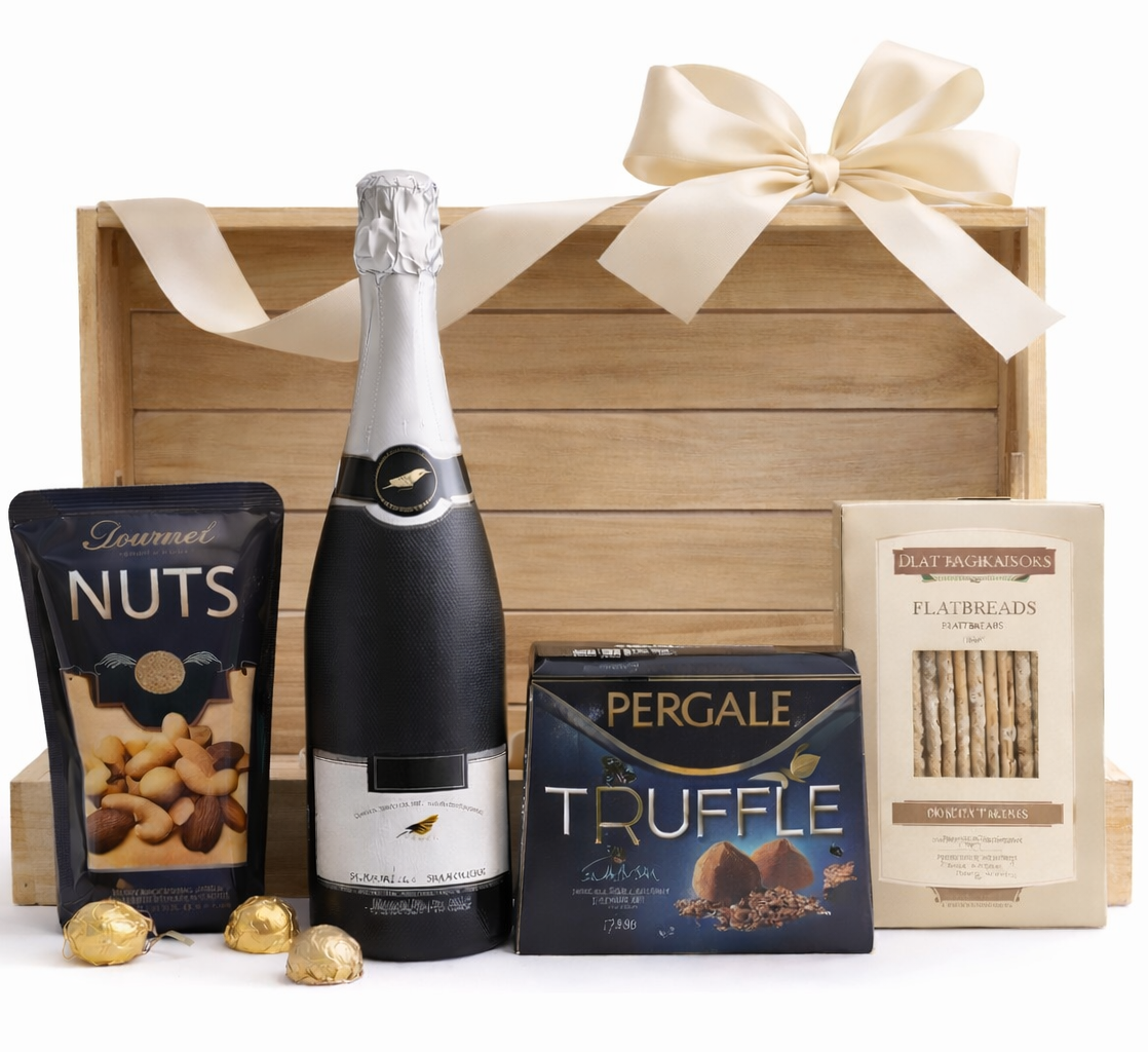 Snacks och alkoholfri ciderkorg