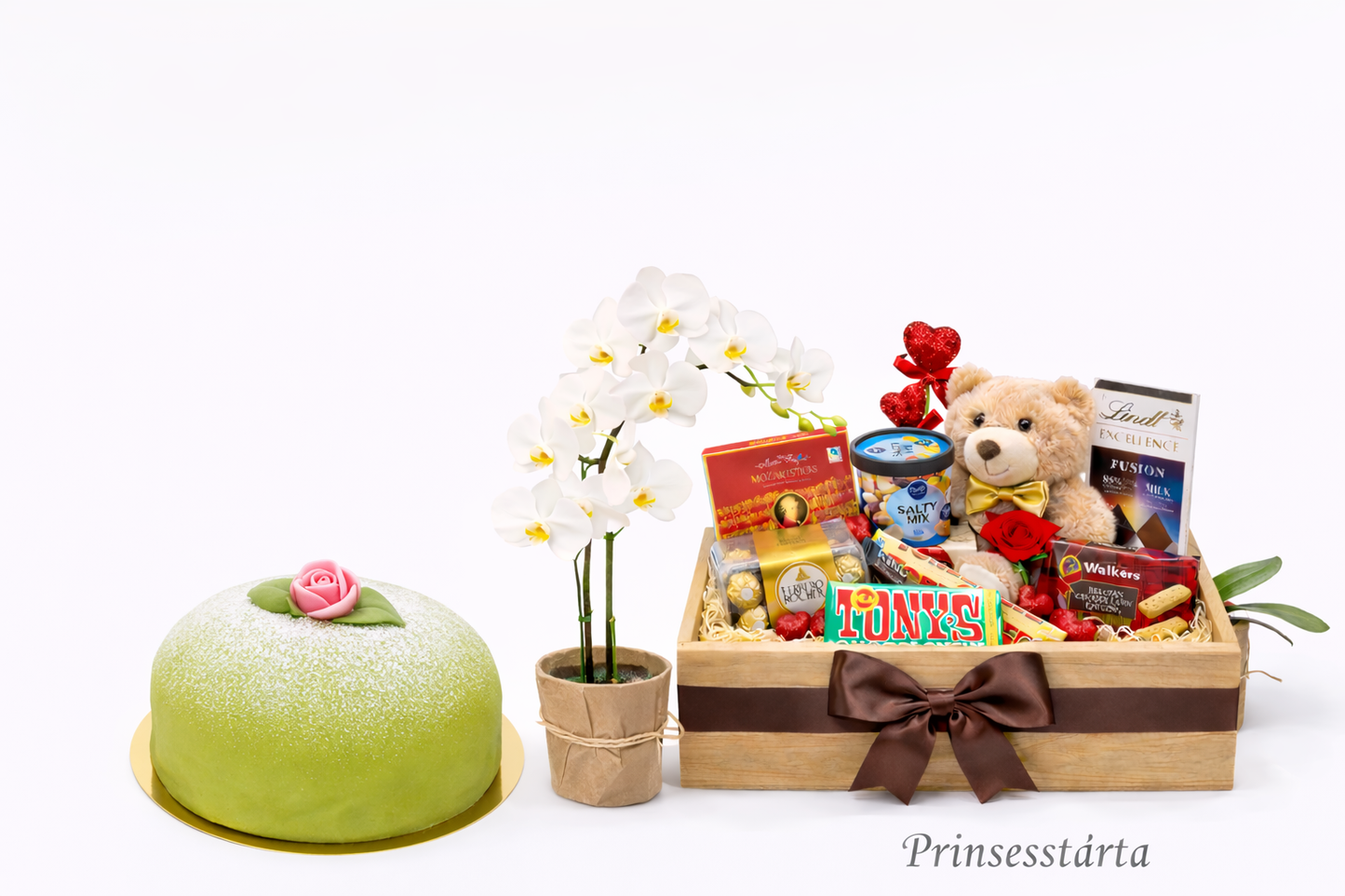 3 Gifts: Chocolate Cake, Orchid & Gourmet Treats Gift Set (Only Stockholm)