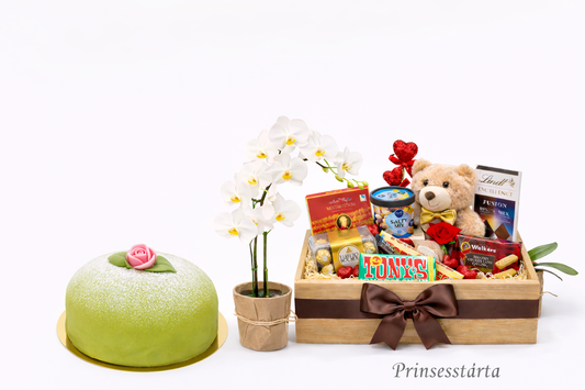 3 Gifts: Chocolate Cake, Orchid & Gourmet Treats Gift Set (Only Stockholm)