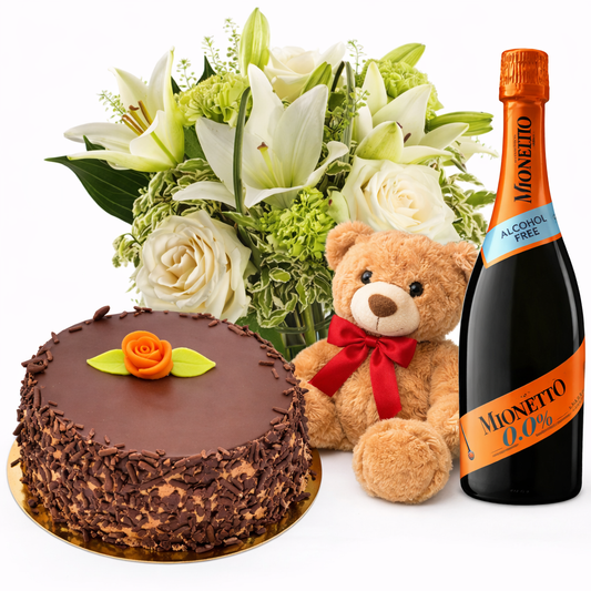 Chocolate Cake, Teddy, Flowers & Bubbles (Stockholm Only)