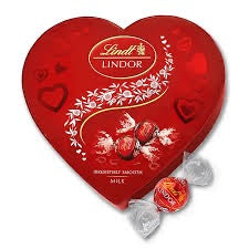 Tillägg till din presentkorg: Lindt Lindor Heart Milk Chocolate Box