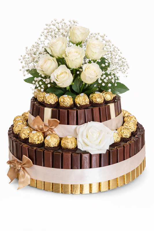 Merci &amp; Ferrero Rocher Chokladtårta + Blommor 