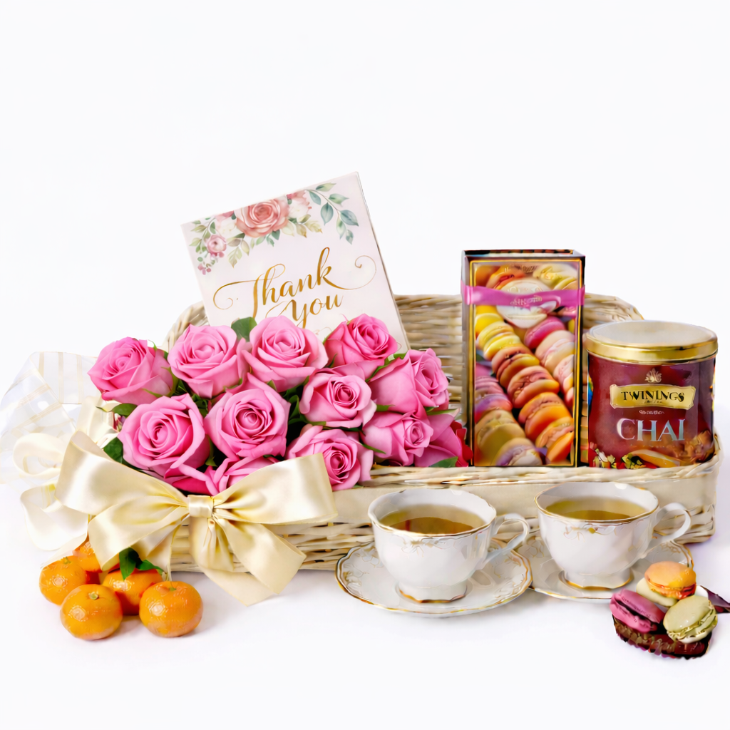 Teservisen + rosor och makaroner